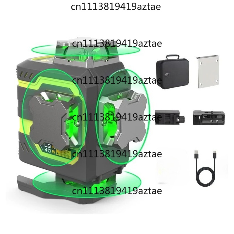 Laser Level 16 Lines 4D Green - 16ラインレーザーレベル 360°自動水平調整 4x360 ° プロ仕様4Dグリーンビーム充電式レーザーレベル（タイル張り床施工用）