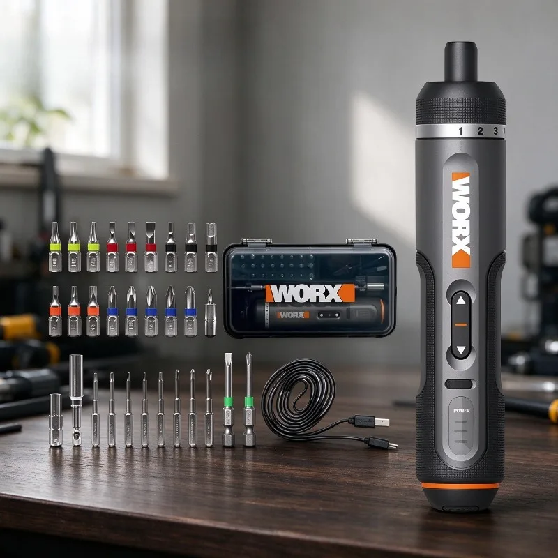 Electric Screwdriver Rechargeable Usb - WORX WX242 電気ドライバーセット。スマートコードレス電動ドライバー、USB充電式、手動ドリルツール。家庭やオフィスでの修理に最適。