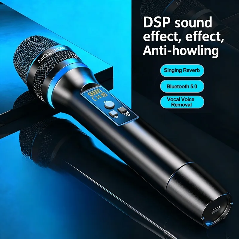 Hand Tools - 2026年型 Bluetoothワイヤレスマイク DSPアンチホイッスル機能付き リバーブ搭載 KTV用ハンドヘルドマイク