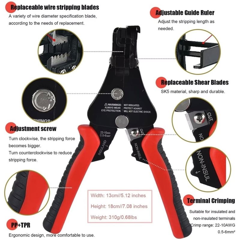 VELIF製：長さ調整可能な自動ワイヤーストリッパー、圧着工 - Automatic Wire Stripper Cutter のレビューと価格