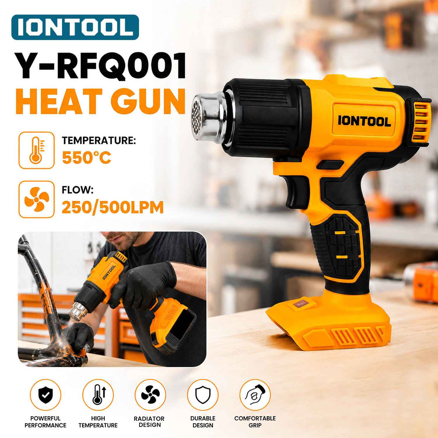 IONTOOL イエロー コードレスヒートガン 550 ℃  - Cordless Heat Gun For Shrink Tubing のレビューと価格