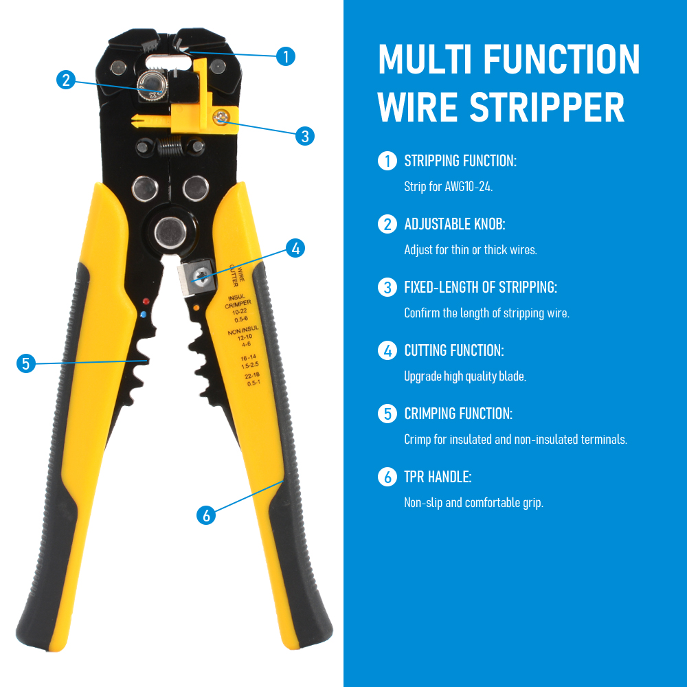 調整可能な自動ワイヤーストリッパー兼圧着プライヤー。多機能ケ - Automatic Wire Stripper Cutter のレビューと価格
