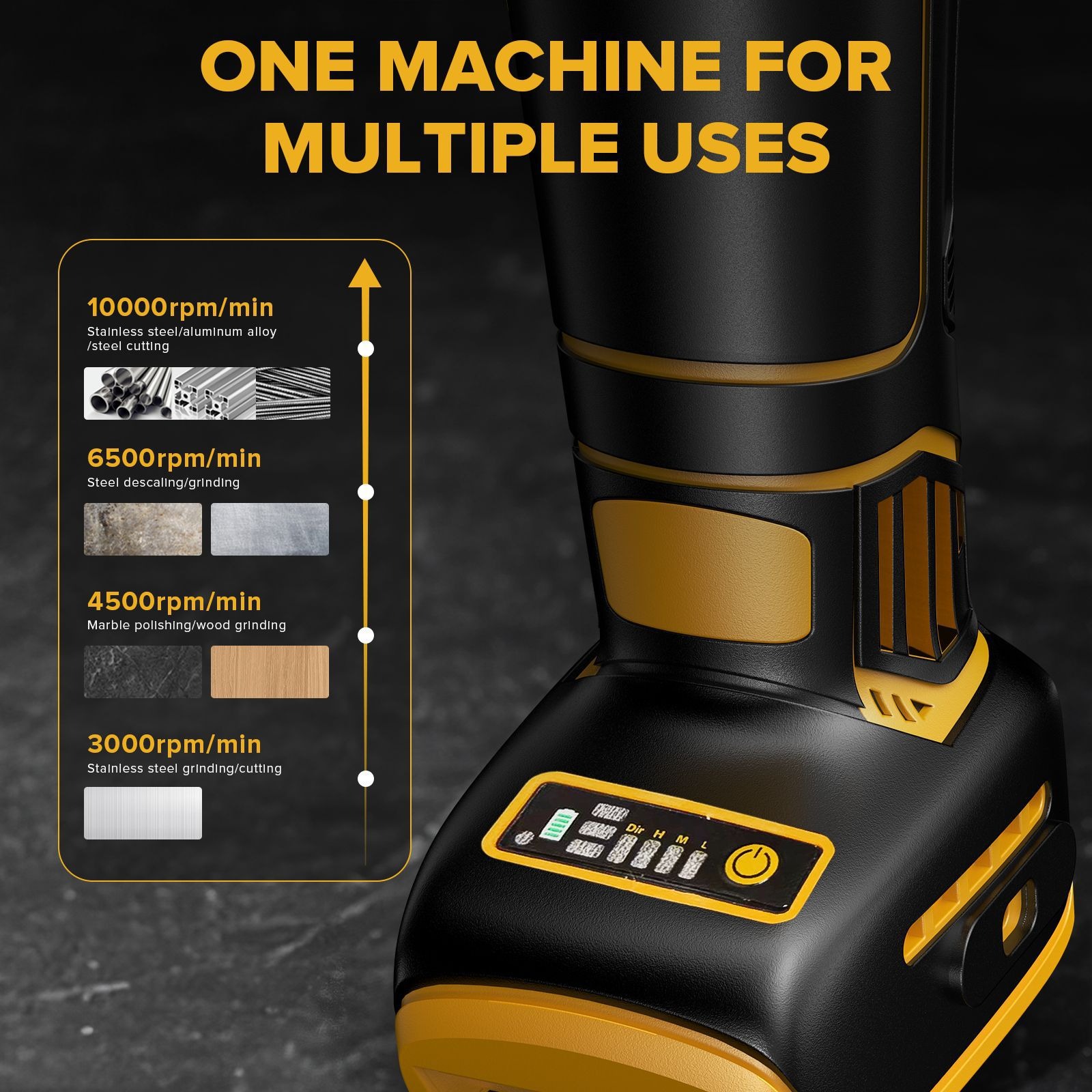 ブラシレスアングルグラインダー,4ギア,125mm,コードレ - Brushless Angle Grinder Battery Powered のレビューと価格