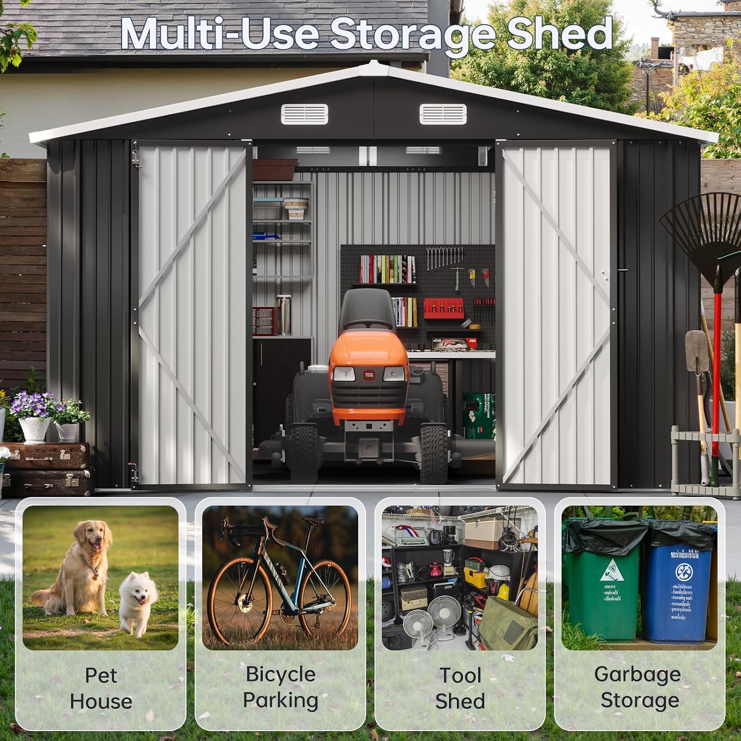 10フィート×12フィートの屋外収納小屋、防水仕様、ガーデニ - Garden Tools のレビューと価格