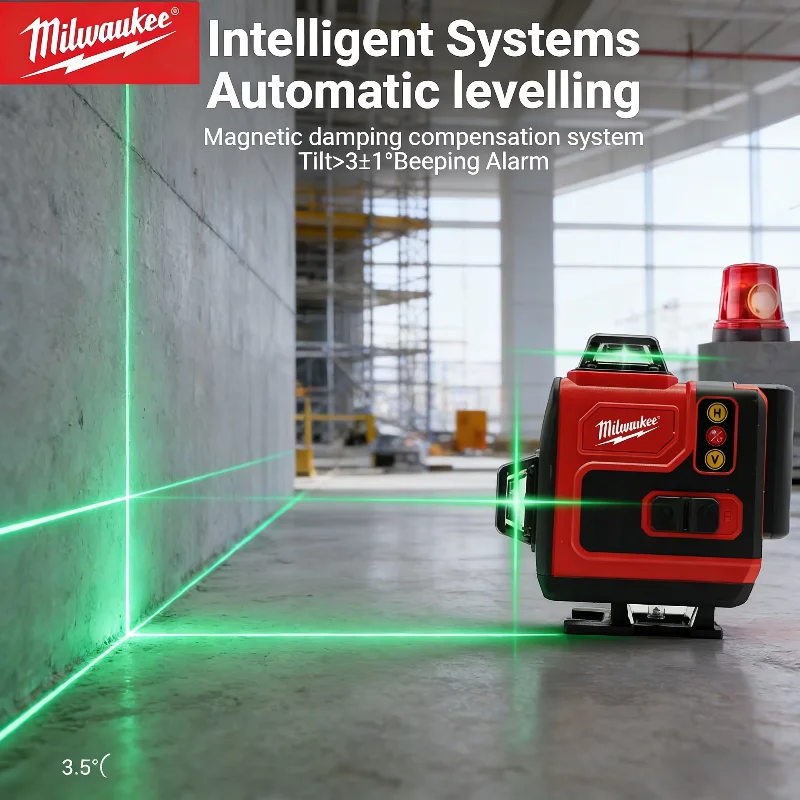 本物のミルウォーキー製4D 16ラインレーザー。高精度、グリ - Laser Level 16 Lines 4D Green のレビューと価格